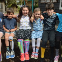 Embracing difference at MRIS! Sock it to me: Emma, Tex, Holly, Claudia, Rudy &
Charley embraced Odd Socks Day.